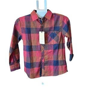 Nomad Kids Plaid Button Down Shirt - Red, Blue, Brown